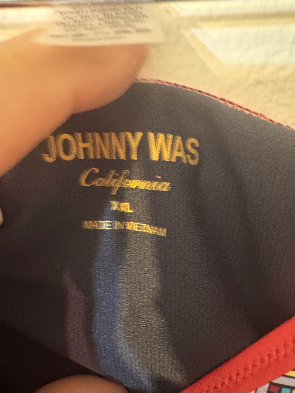 Johnny Was Navy Floral Bikini with Coral Trim - Picture 7 of 11